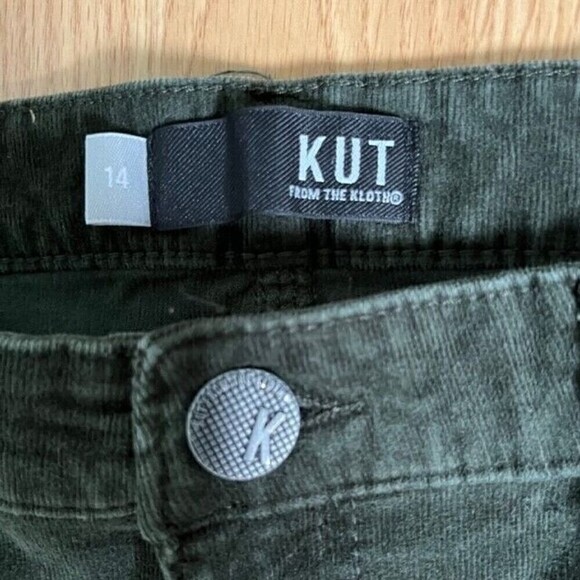 Kut From The Kloth Diana Stretch Skinny Green Corduroy Size 14 - Picture 8 of 8